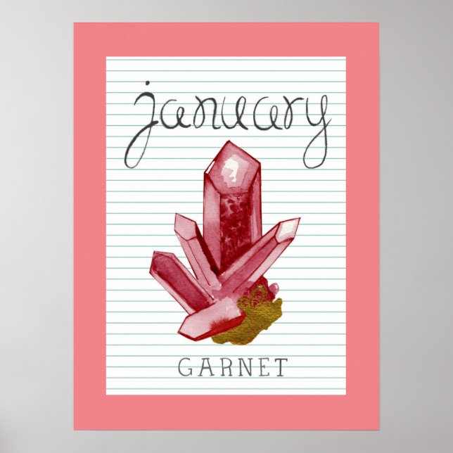 Affiche d'art du mois de janvier Grenat 18x24 (Devant)