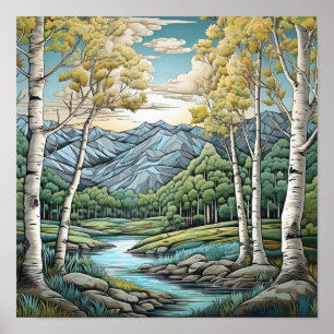 Affiche d'art du paysage de montagne Neutral Wall