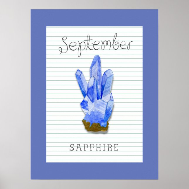 Affiche d'art du saphir de naissance de septembre (Devant)