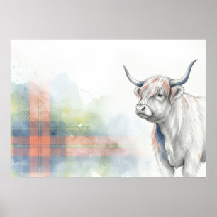 Affiche d'art écossais de vache highland tartan pa