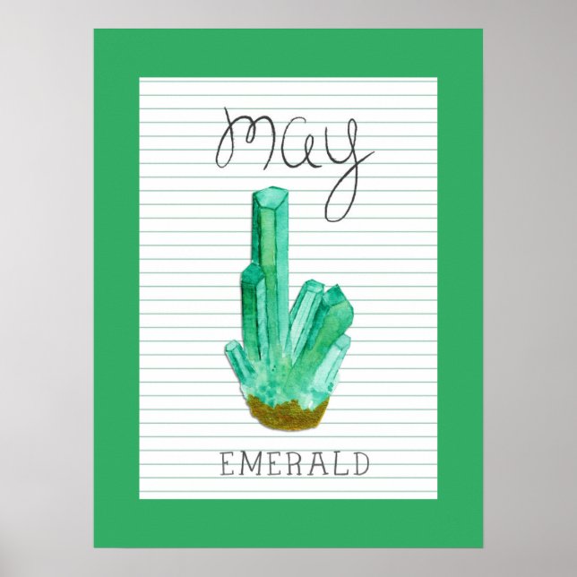 Affiche d'art émeraude pierre de naissance de mai  (Devant)