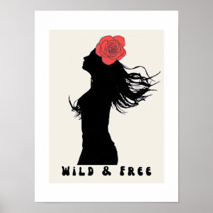 Affiche d'art en forme de silhouette de femme sauv
