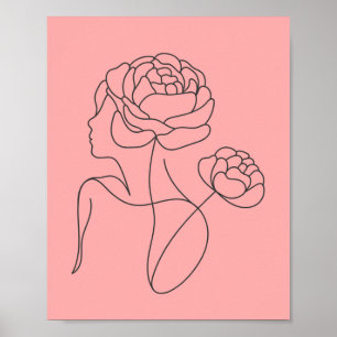 Affiche d'art en ligne de femme minimaliste et de 