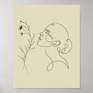 Affiche d'art en ligne de visage abstrait minimali