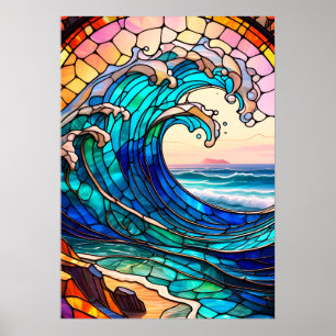 Affiche d'art en verre teinté côtier