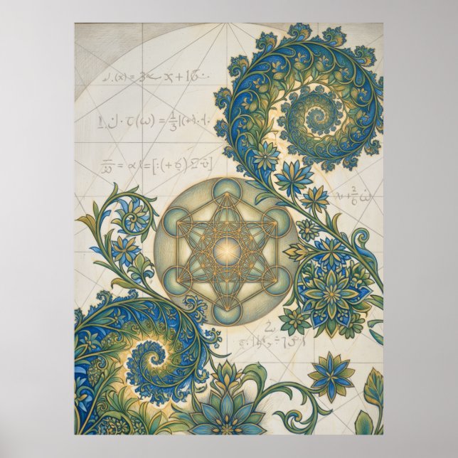 Affiche d'art ésotérique Spirale Dorée Blueprint (Devant)