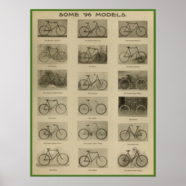 Affiche d'art et de modèles de bicyclettes Vintage (Devant)