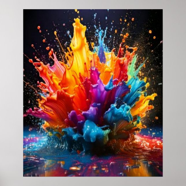 Affiche d'art Explosion de taches de peinture vive (Devant)