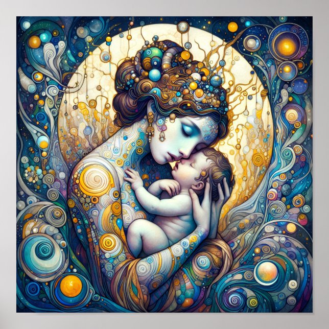 Affiche d'art fantastique mère et enfant (Devant)