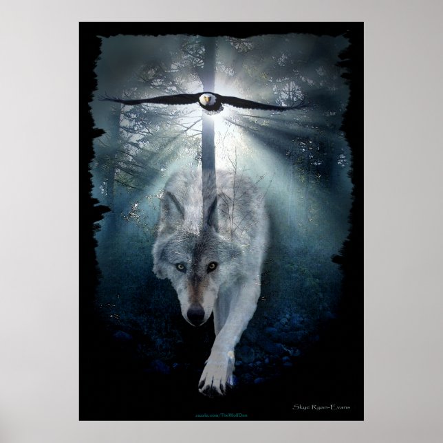 Affiche d'art faunique Wolf & Eagle (Devant)