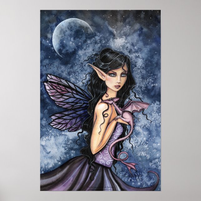 Affiche d'art féerique de dragon gothique par Moll (Devant)