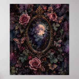 Affiche d'art fin Miroir Gothique Clair de Lune Fl
