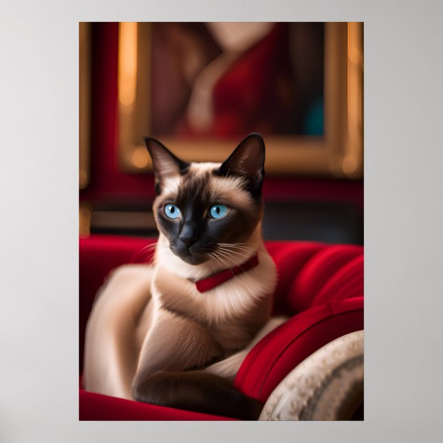 Affiche d'art fin Portrait de chat siamois — Yeux  (Devant)