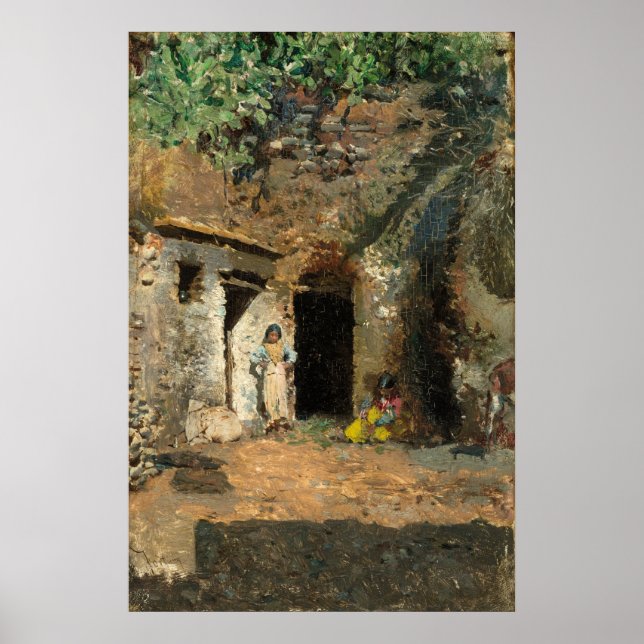 Affiche d'art fin Roma Caves, Mariano Fortuny Mars (Devant)