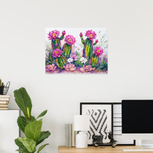 Affiche d'art Fleurs de désert de Cactus Rose - Ar