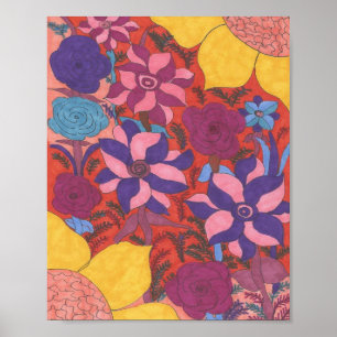 Affiche d'art floral bohème moderne