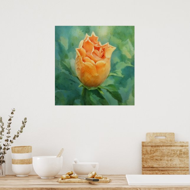 Affiche d'art floral Fleur tropicale orange (Cuisine)