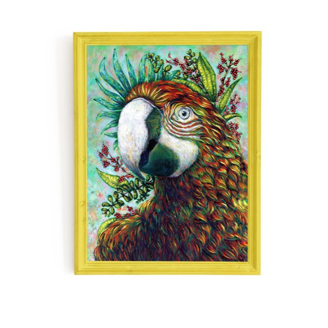 Affiche d'art floral tropical mignon perroquet (Créateur téléchargé)
