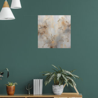 Affiche d'art floral vintage en spirale | Gris arg
