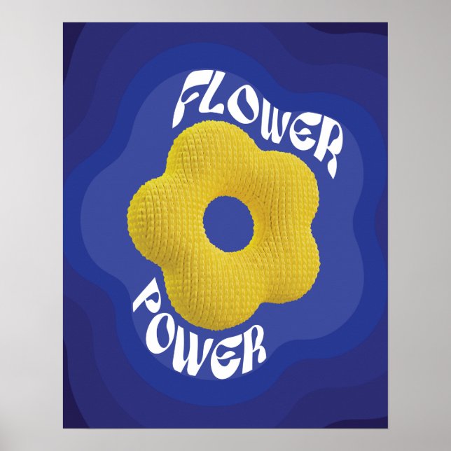 Affiche d'art Flower Power tricot jaune, dégradé b (Devant)
