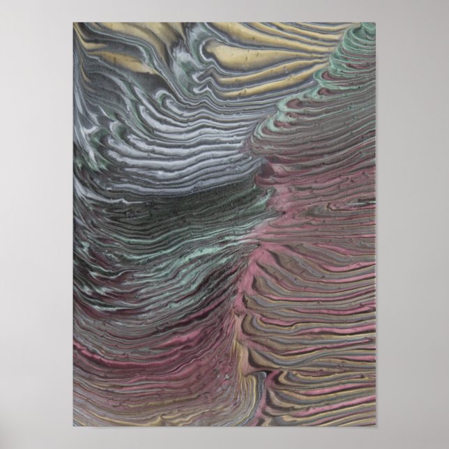 Affiche d'art fluide abstrait – Couches terrestres (Devant)