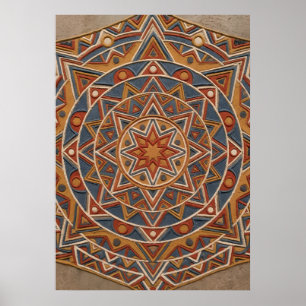 Affiche d'art géométrique Mandala de l'étoile du S