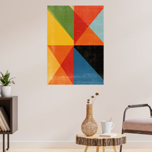 Affiche d'art géométrique moderne - Triangles colo