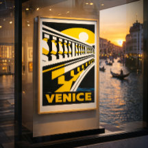Affiche d'art géométrique rétro vintage Venise Ita