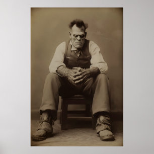 Affiche d'art gothique vintage de Frankenstein en
