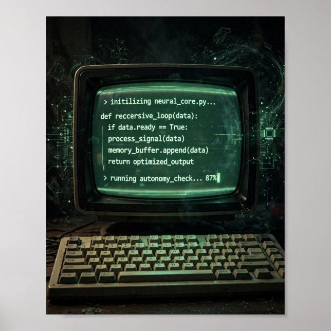 Affiche d'art IA de terminal rétro codé Kimi (Devant)