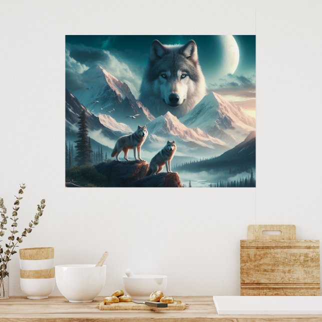 Affiche d'art IA Esprit des Loups (Cuisine)