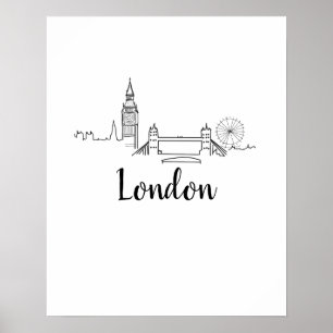 Affiche d'art illustrée de Londres Skyline