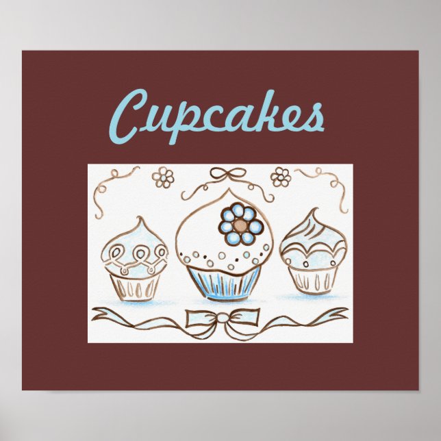 Affiche d'art impression cupcake bleu (Devant)