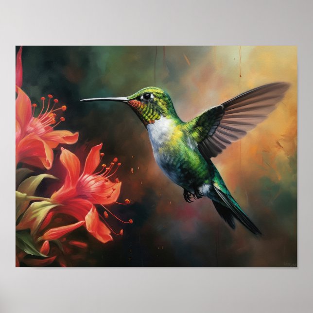 Affiche d'art impression de peinture de colibri (Devant)