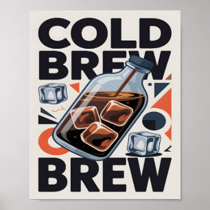 Affiche d'art imprimé Café Cold Brew Moderne Rétro