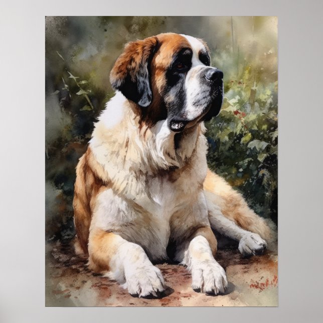 Affiche d'art imprimé de chien St. Bernard (Devant)