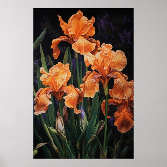 Affiche d'art imprimé de fleurs d'iris orange (Devant)
