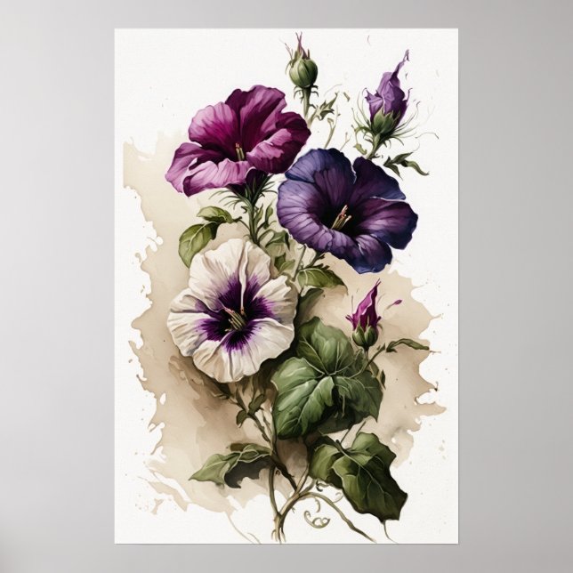 Affiche d'art imprimé de pétunias violets (Devant)