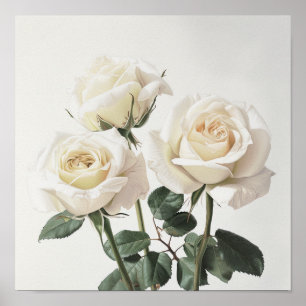 Affiche d'art imprimé de roses blanches