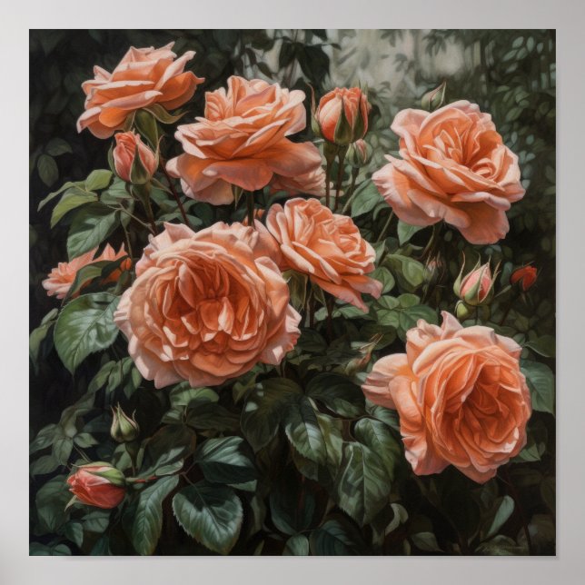 Affiche d'art imprimé de roses corail (Devant)