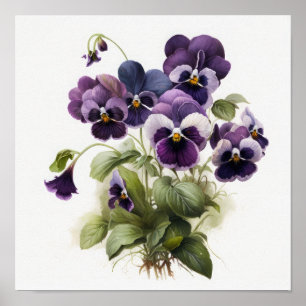 Affiche d'art imprimé de violettes violettes