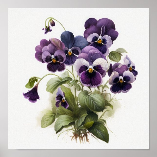 Affiche d'art imprimé de violettes violettes (Devant)