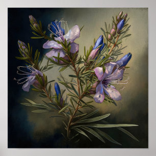Affiche d'art imprimée de fleur de romarin