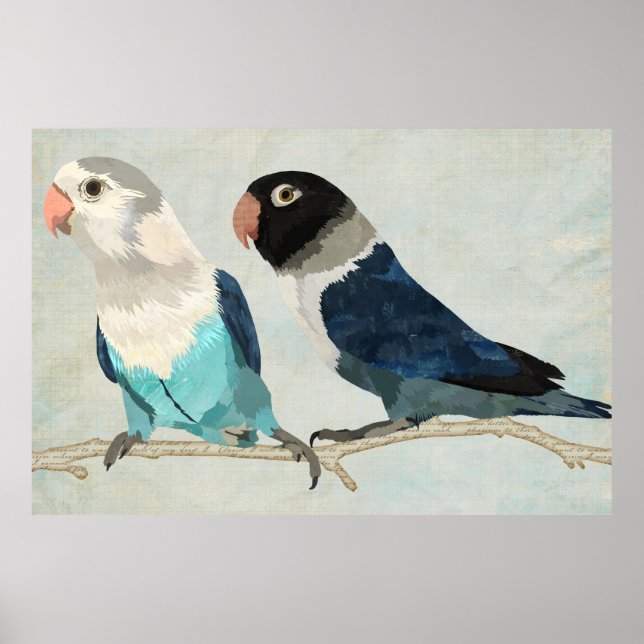 AFFICHE D'ART INDIGO BIRDS (Devant)
