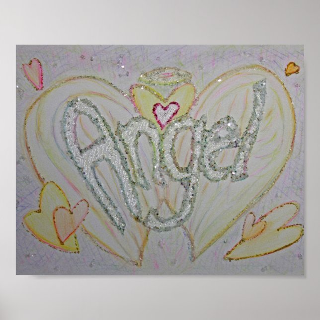 Affiche d'art inspirant avec ange et mot (Devant)