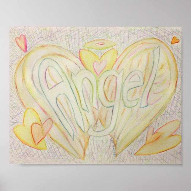 Affiche d'art inspirant avec ange et mot (Devant)