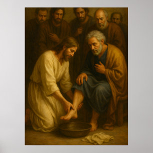 Affiche d'art LDS Jésus lavant les pieds des disci