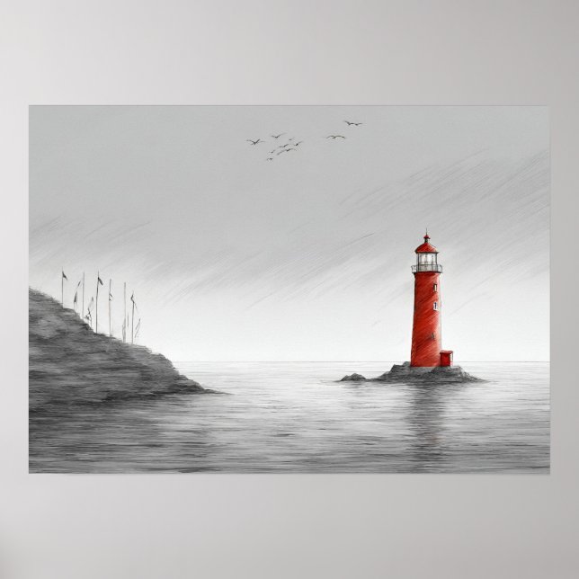 Affiche d'art "Le Phare Cramoisi" (Devant)