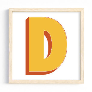 Affiche d'art lettre, monogramme D, initiale de ty