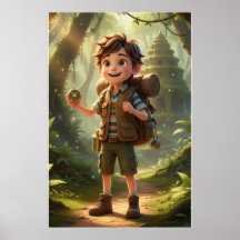 Affiche d'art Little Explorer Jungle Adventure